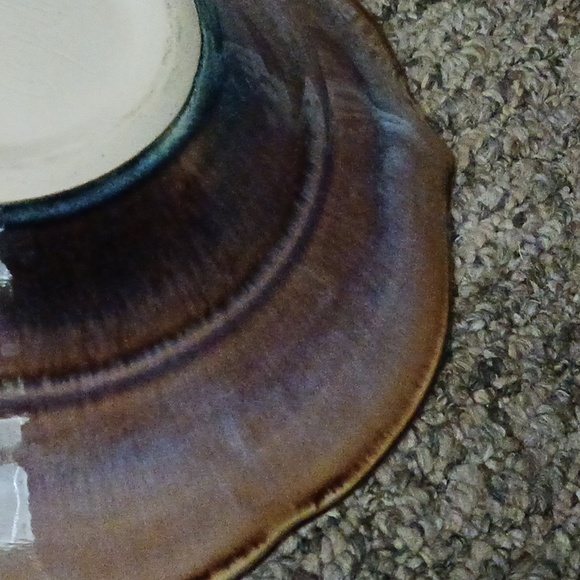 Vintage Bill Campbell glazed scalloped triple petal lotus pottery bowl - Picture 7 of 8